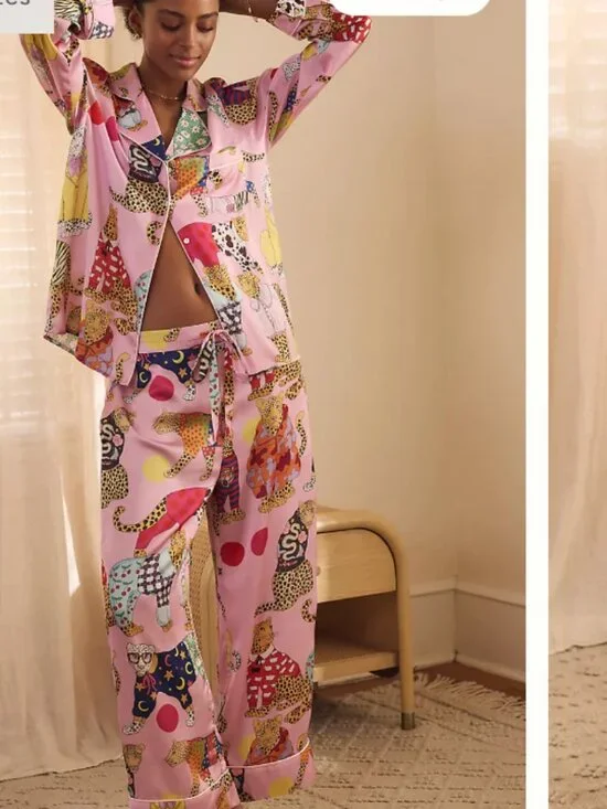 Karen Mabon Long-Sleeve Leopards Can't Change Their Spots Pajama Set - Picture 1 of 14